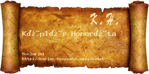 Káplár Honoráta névjegykártya